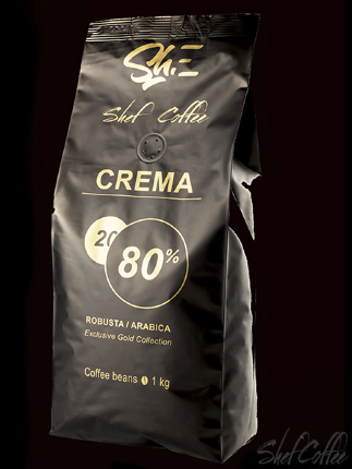 Кофе в зёрнах  Crema 80%  Арабики  ShefCoffee